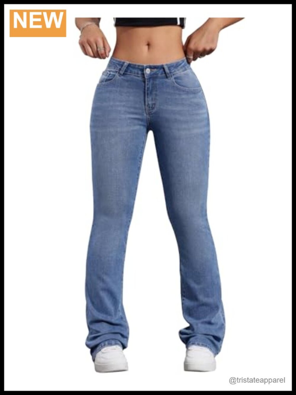 Low Waisted Flared Jeans Stretch Denim Bell Bottom Pants 70s Retro